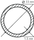 Труба нержавеющая 33х1,5х6000 мм.  AISI 304 (08Х18Н10) электросварная, круглая, зеркальная